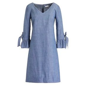 J. Crew Chambray Ruffle Tie-Sleeve Mini Dress